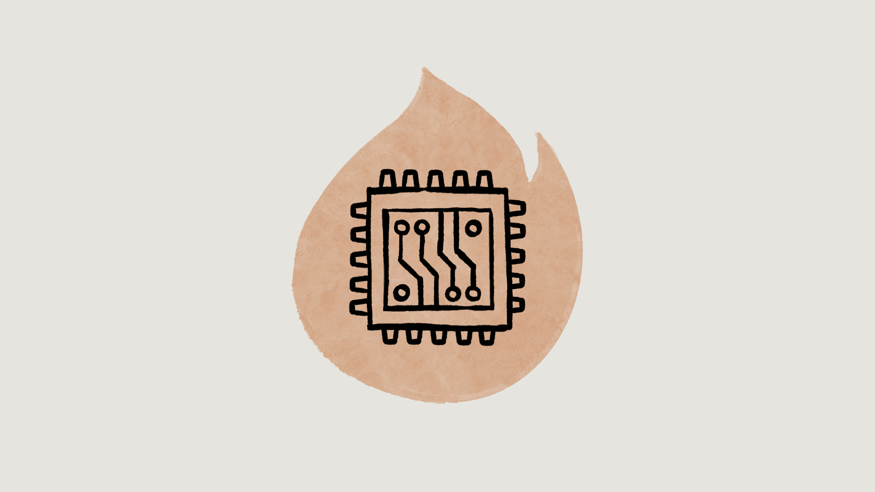 Computer chip and a flame 