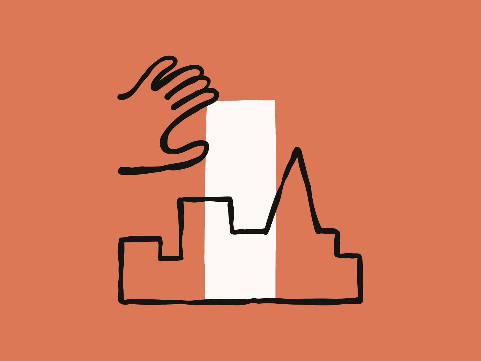 A hand and a graph, signaling growth