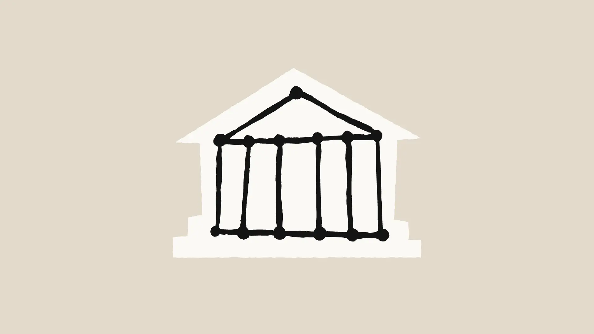 A hand-drawn image of a government building