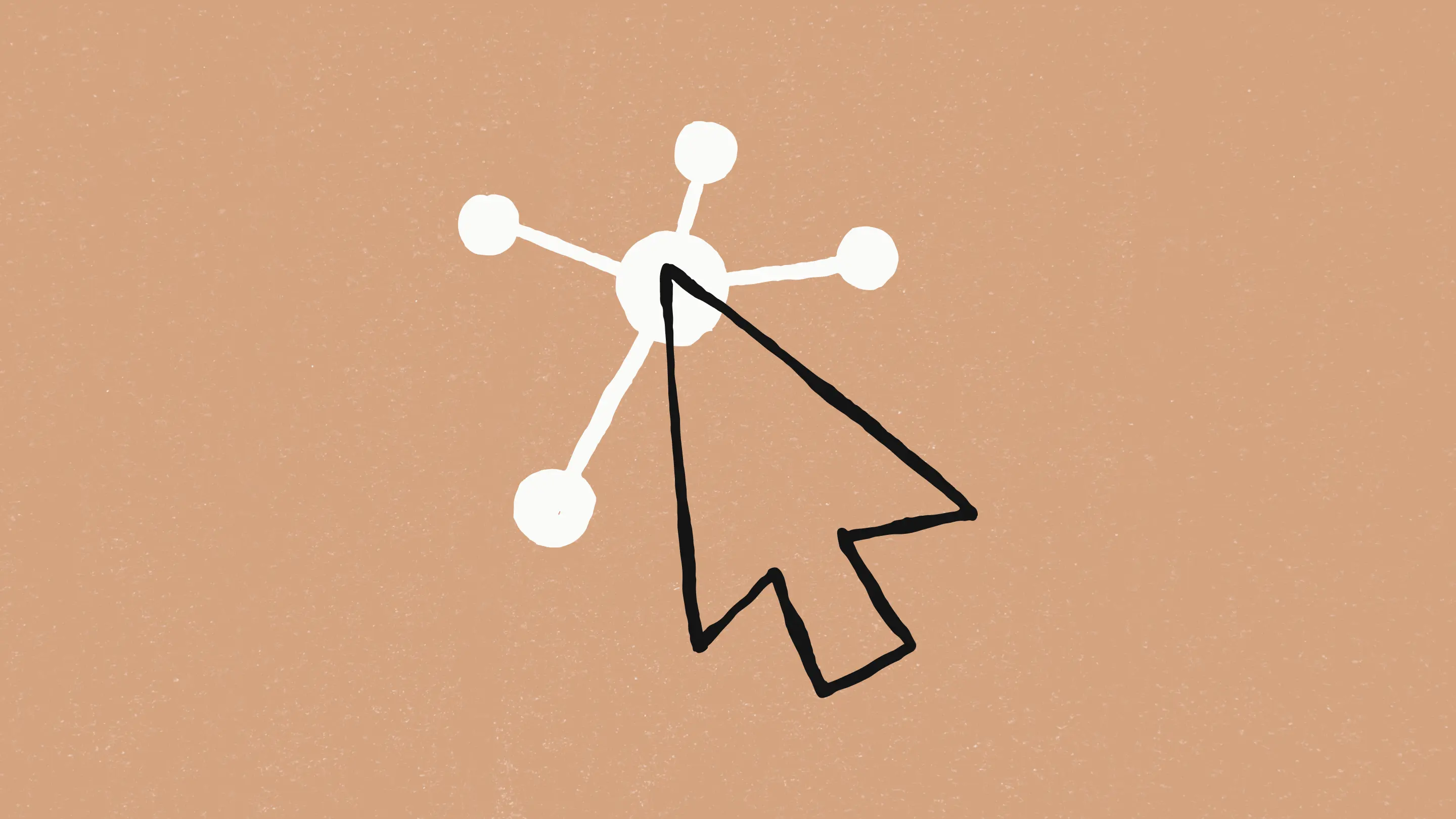 An abstract representation of AI computer use, with a computer cursor clicking on a stylized representation of a neural network