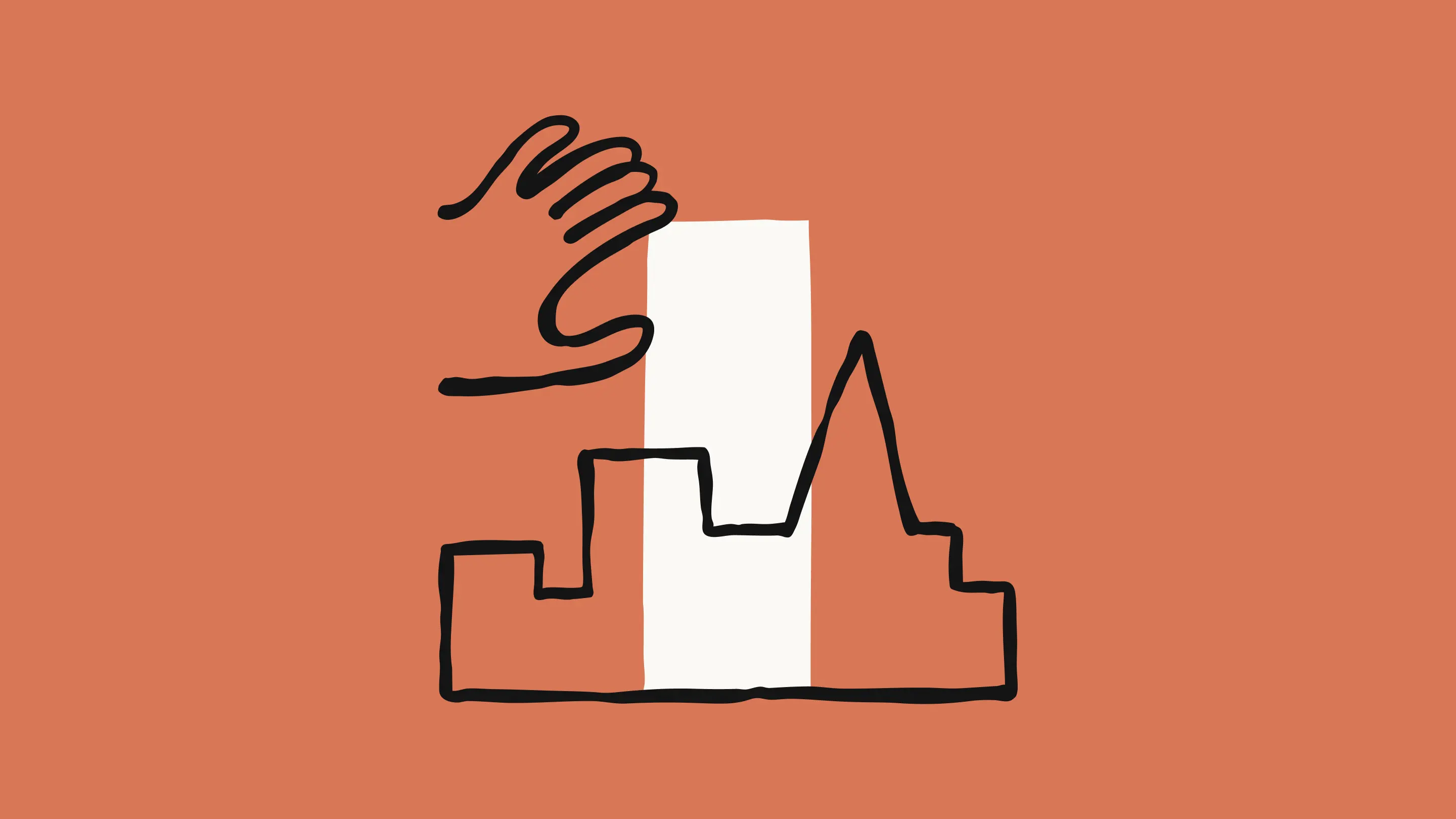 A hand and a graph, signaling growth