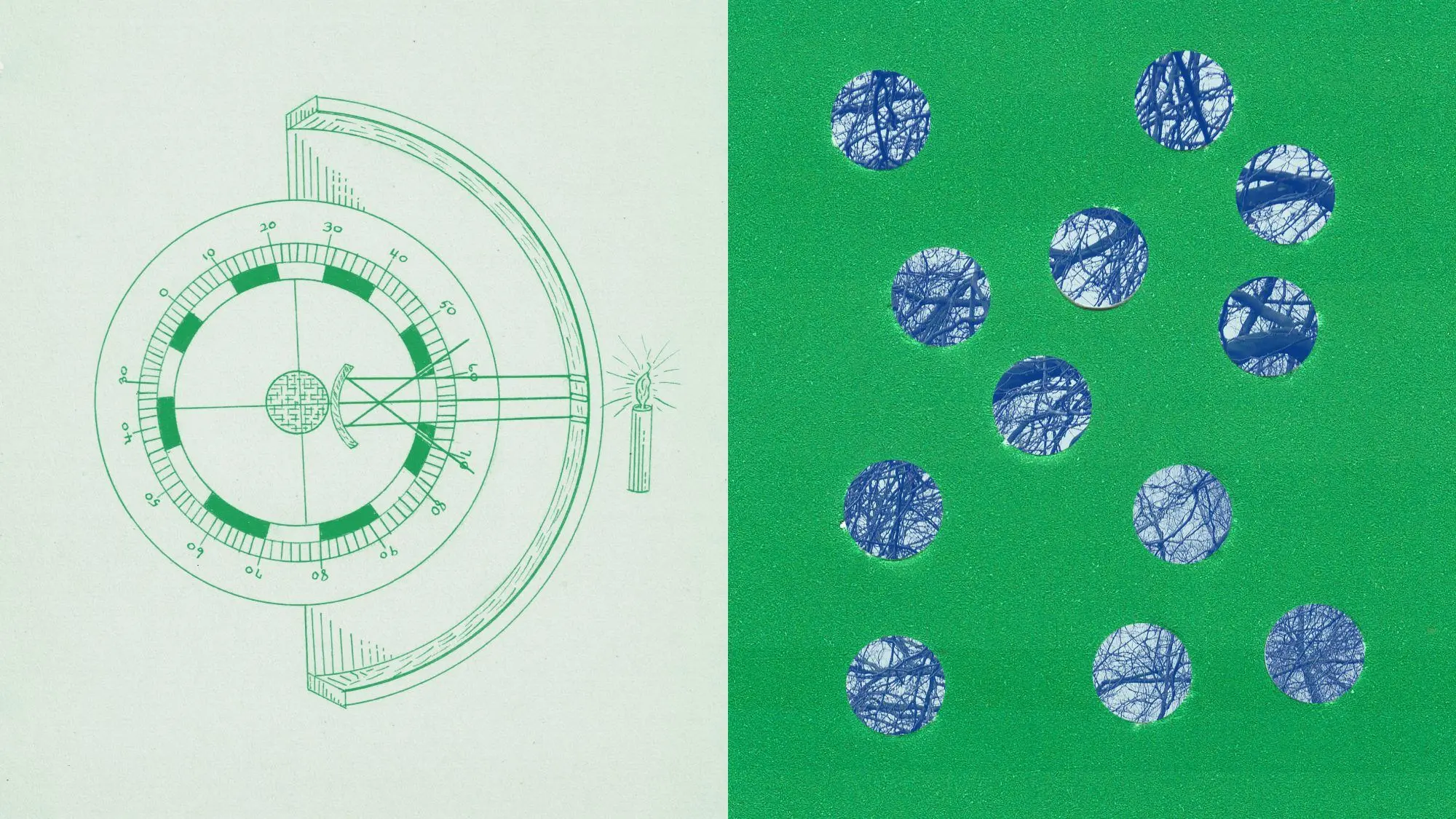 collage of a physics diagram and trees