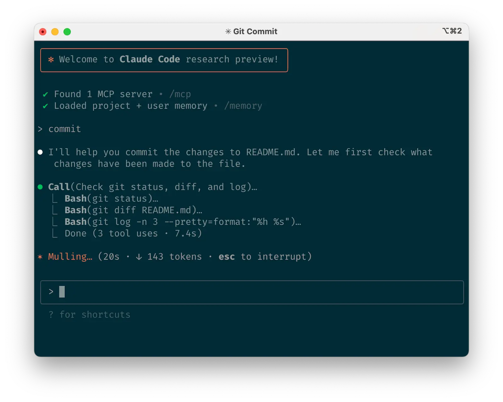 Use Claude to interact with git